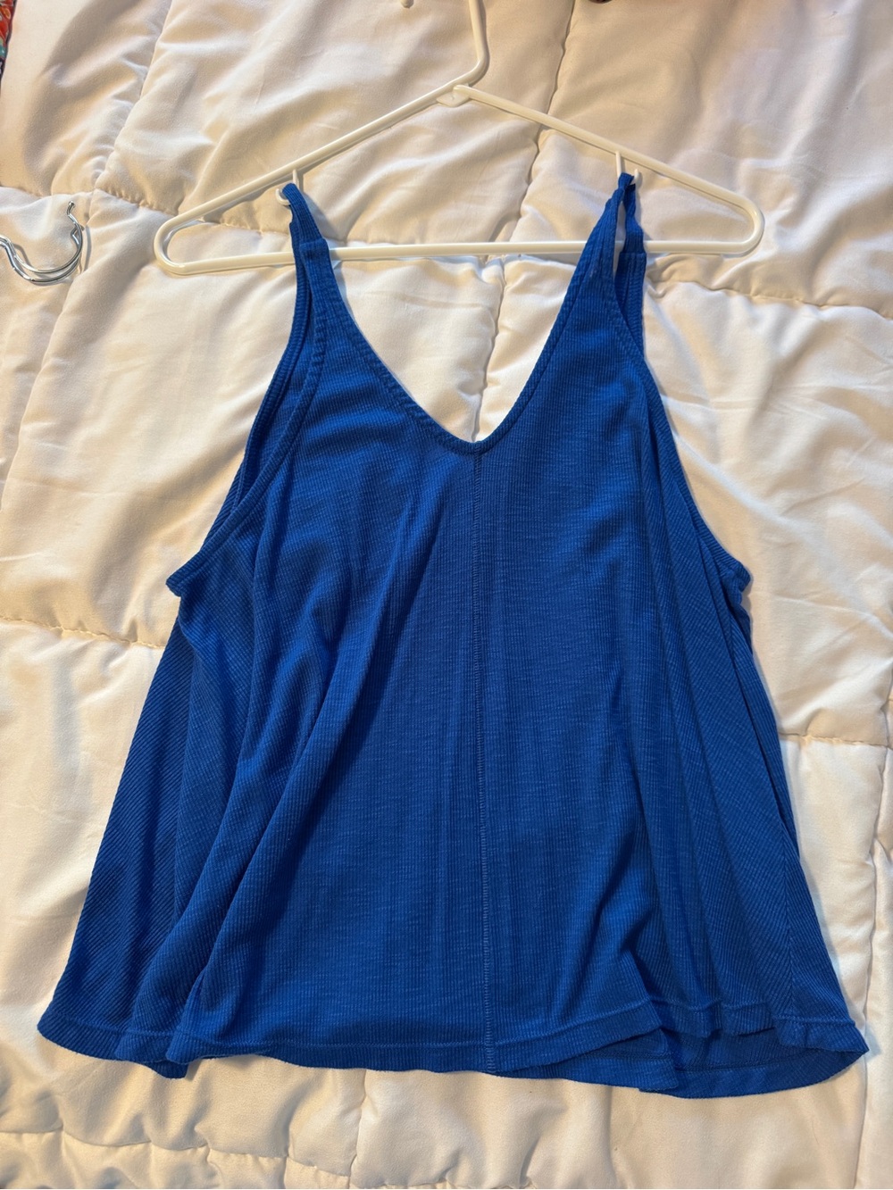 Free People Royal Blue V-Neck Swing Tank